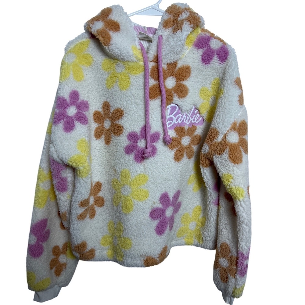 Grayson Threads Barbie Sherpa Hoodie Floral Fleece Pullover Multicolor Women M